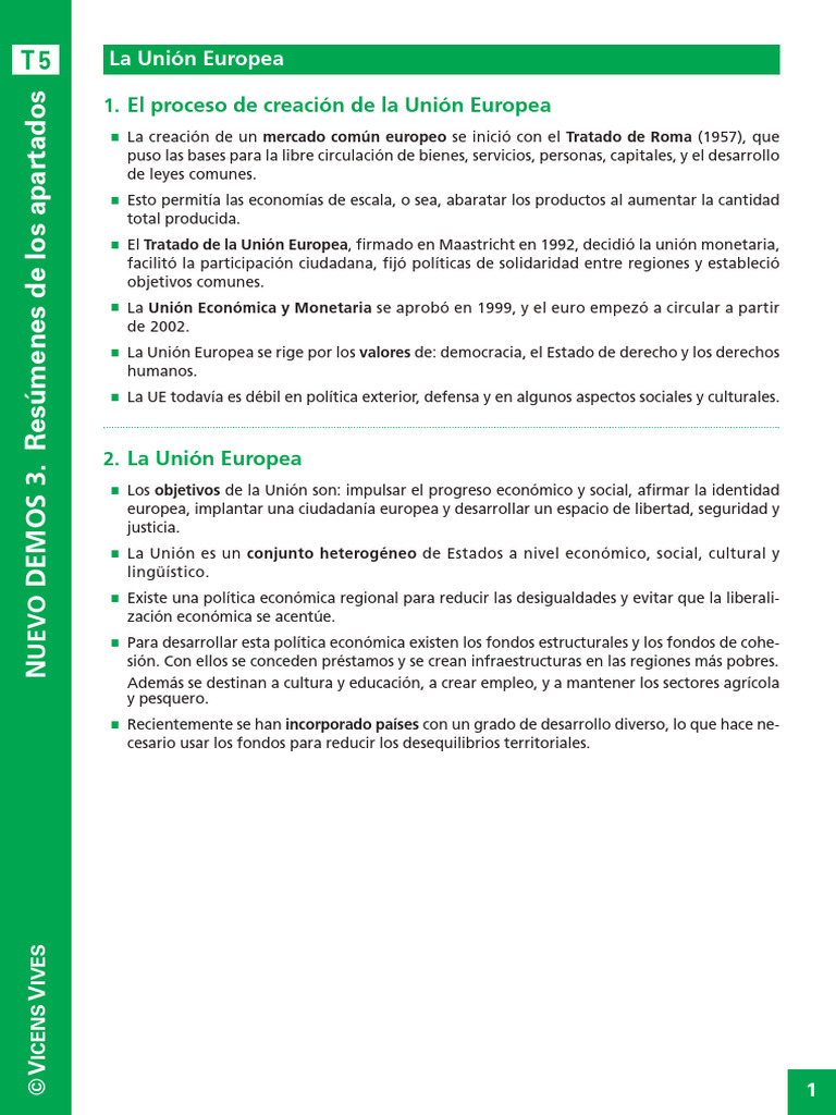 Unidad 5 La Union Europea | PDF | Unión Europea | Europa