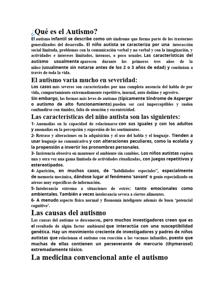 AUTISMO | PDF | Espectro autista | Ciencias del comportamiento