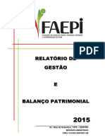 Relatório de Gestão e Balanço Patrimonial 2015 FAEPI