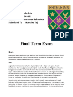 Faizullah 220322' Consumer Behaviour Final Term Exam