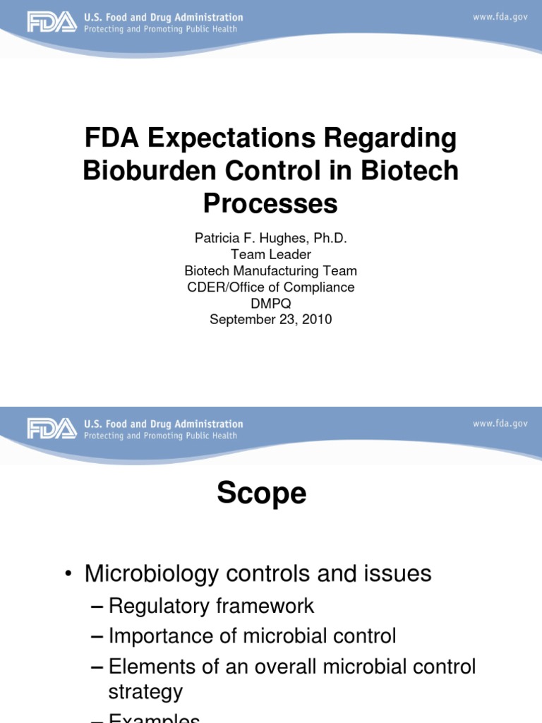 FDA Bioburden Control Guidelines | PDF | Food And Drug Administration ...