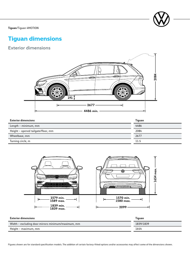Tiguan Dimensions PDF Length Trunk (Car)