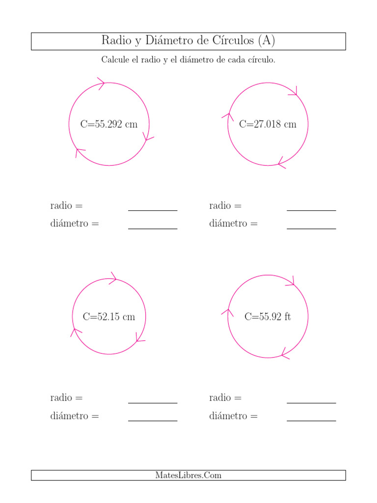 Circulos Radio Diametro A Partir de Circunferencia Todo.1383716093 ...