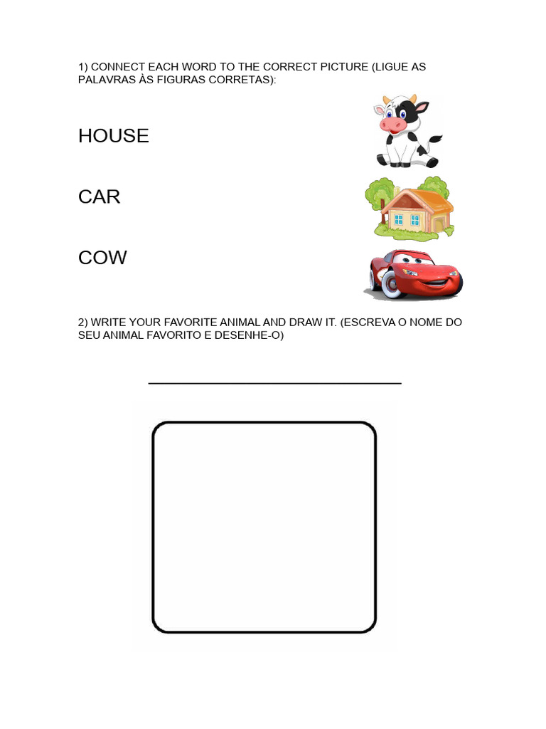 prova de inglês - 1º ano | PDF