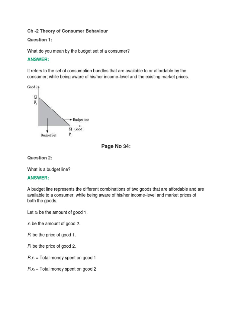CH - Theory of Consumer Behaviour NCERT Solutions | PDF | Demand ...