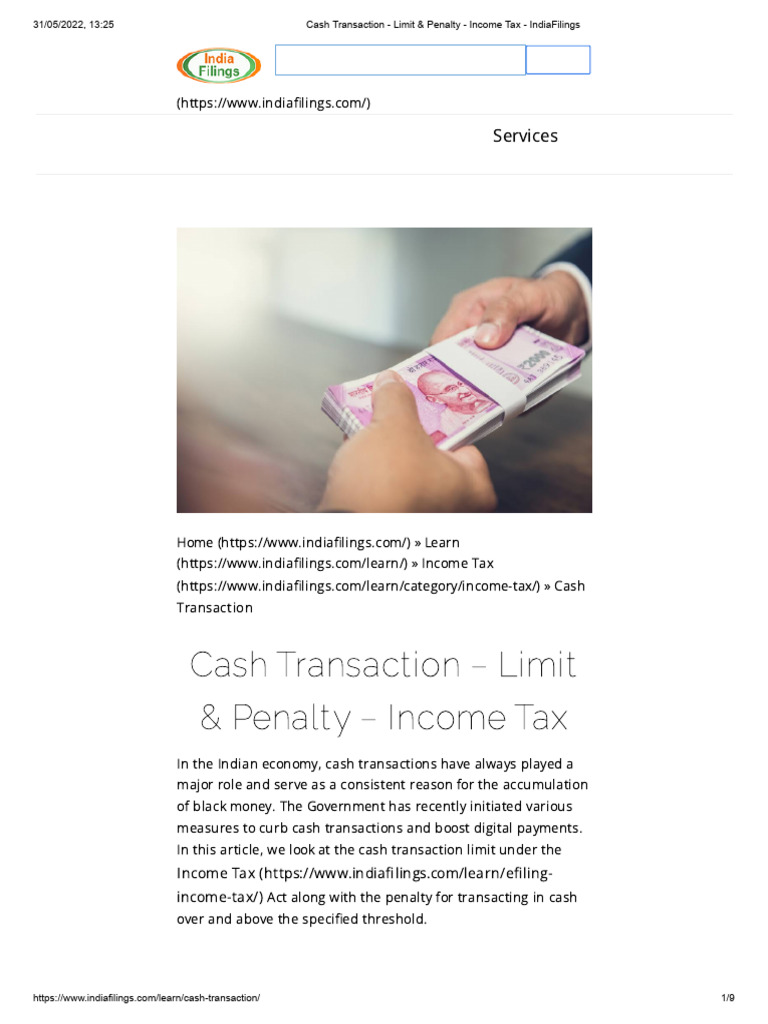 Cash Transaction Limits and Penalties in India | PDF | Payments | Cheque