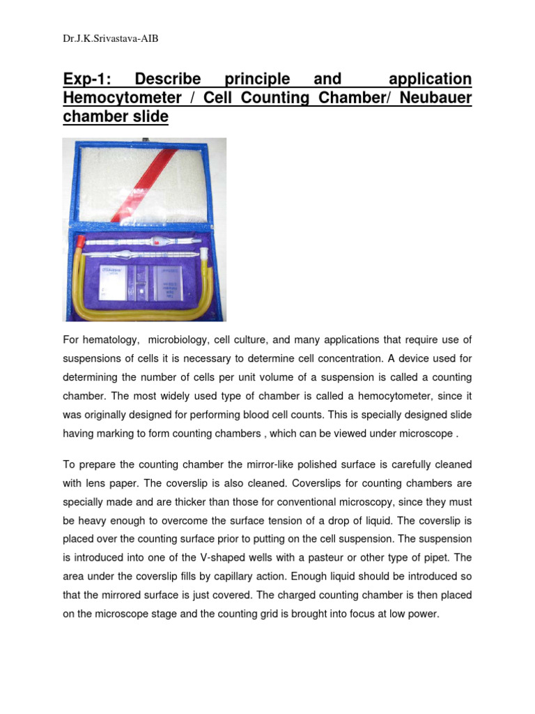 Hemocytometer Usage and Cell Counting Guide | PDF | Laboratory ...