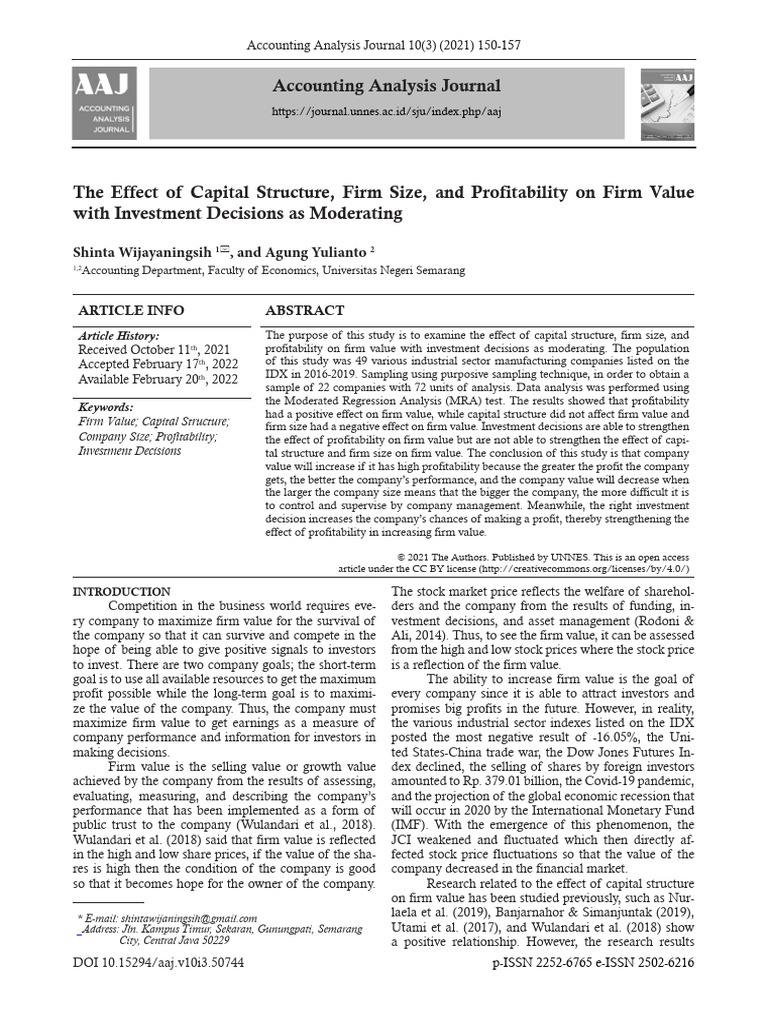 Impact of Capital Structure on Firm Value | PDF | Investing | Capital ...