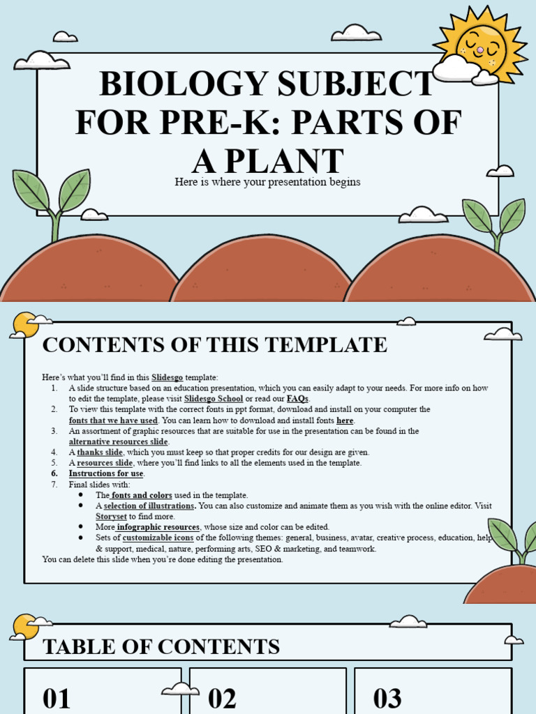 Biology Subject For PreK Parts of A Plant by Slidesgo PDF