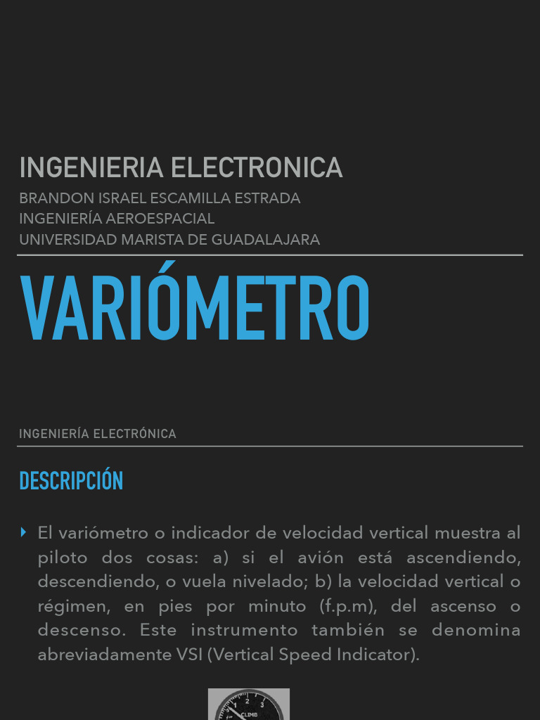 Funcionamiento y Lectura del Variómetro | PDF | Avión | Electrónica