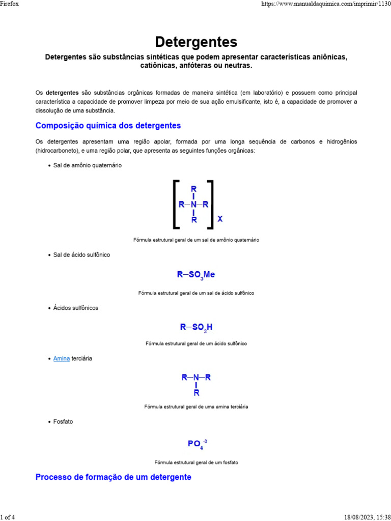 Detergentes: Composição Química Dos Detergentes | PDF | Sabonete | Sal ...