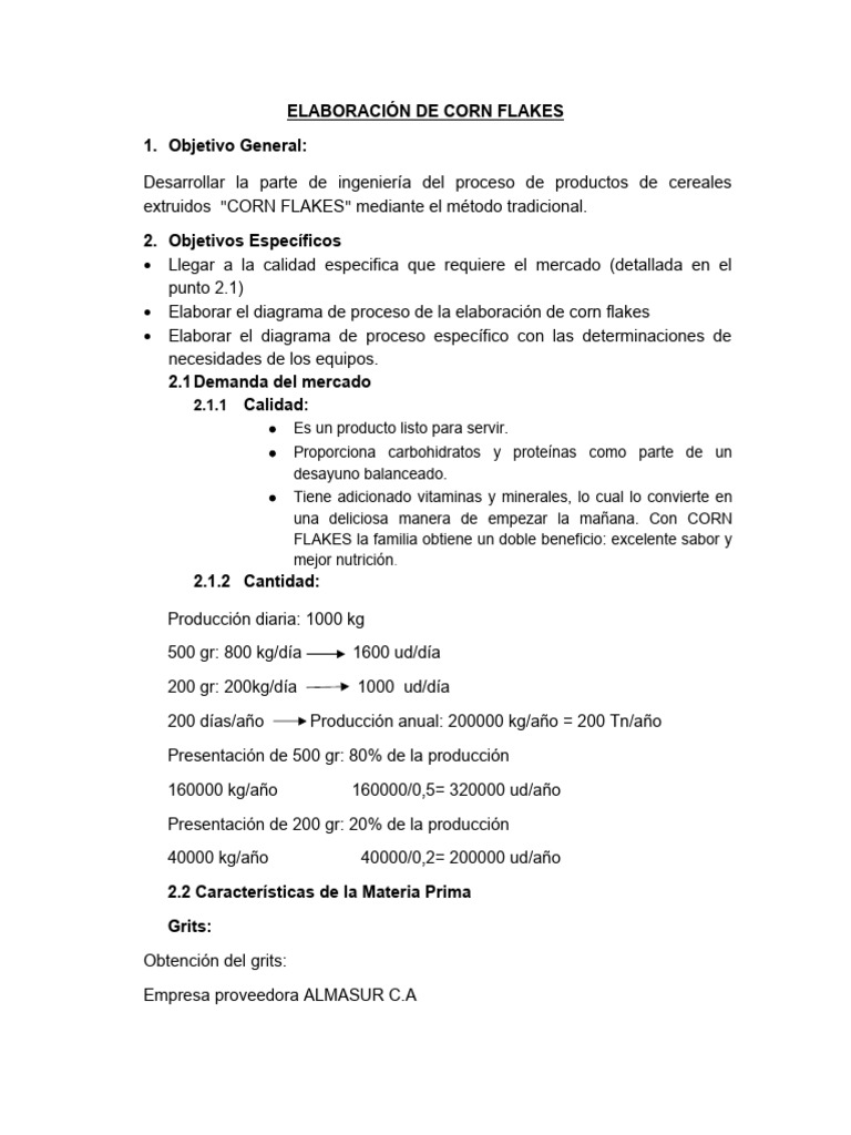 Proceso de Elaboración de Corn Flakes | PDF | Solubilidad | Vitamina
