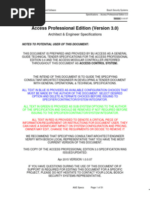 ACCESS CONTROL SPECS