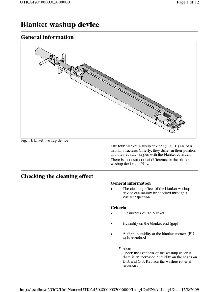 Blanket Wash Up Device Download Free PDF Bearing (Mechanical) Screw