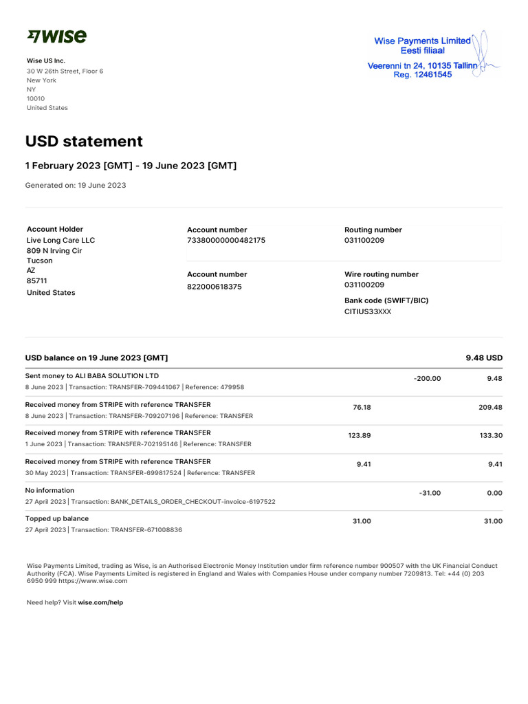 Bank Statment PDF Economies Service Industries