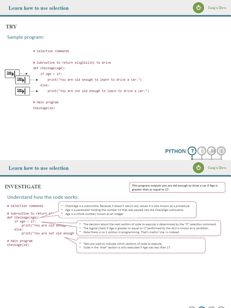 Python - Objective 02 Learn How to Use Selection Workbook (1) | PDF ...