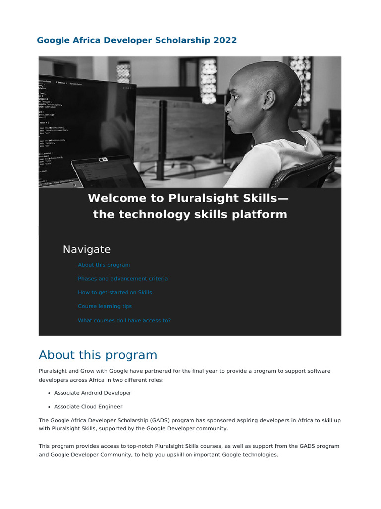 Google Africa Developer Scholarship 2022 PDF Android