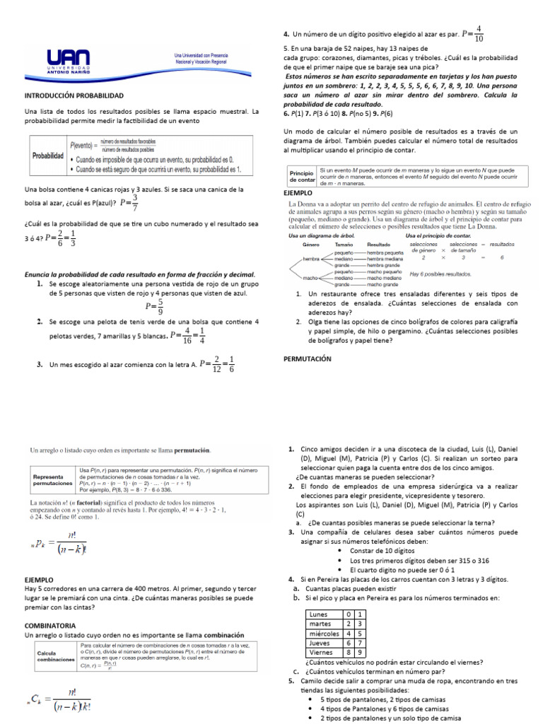 Introducción a la Probabilidad y Combinatoria | PDF | Probabilidad ...