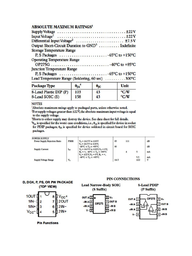 Similitudes Entre Amplificadores OP275 y RC4558 | PDF