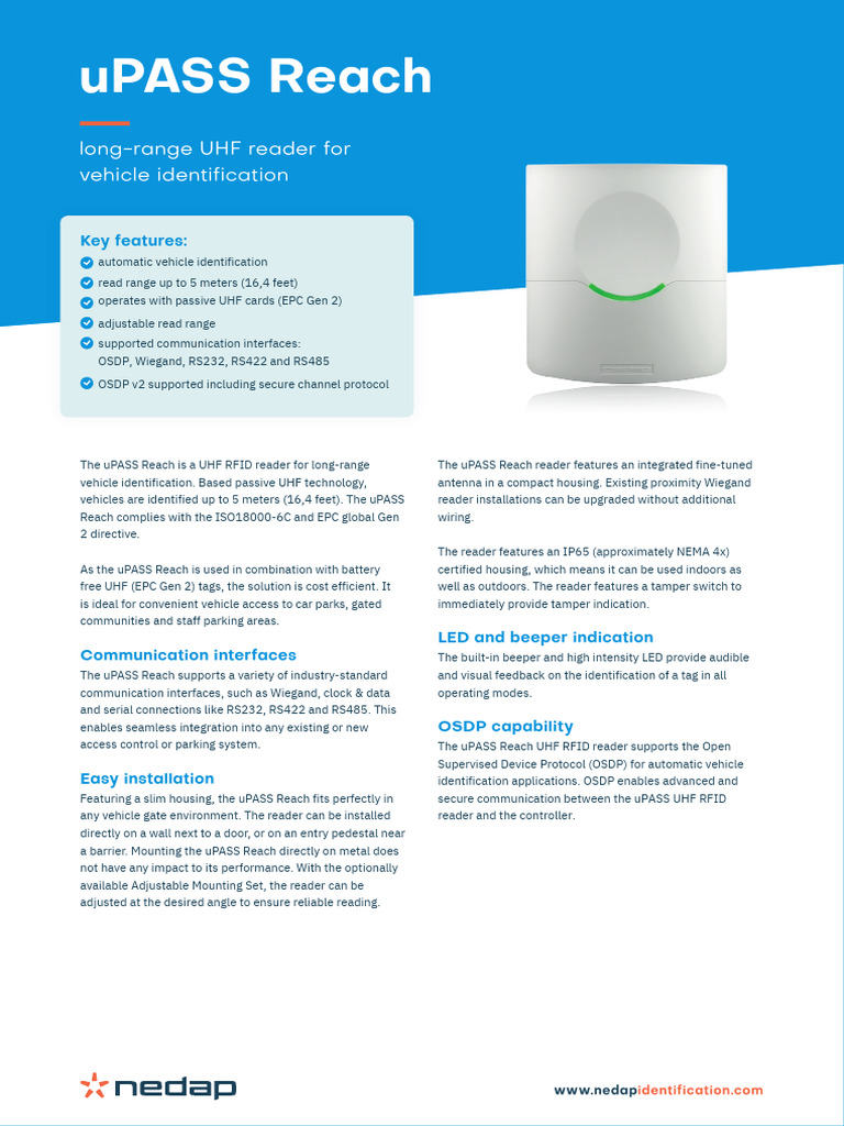 Long-Range UHF Vehicle Reader: uPASS Reach | PDF | Radio Frequency ...