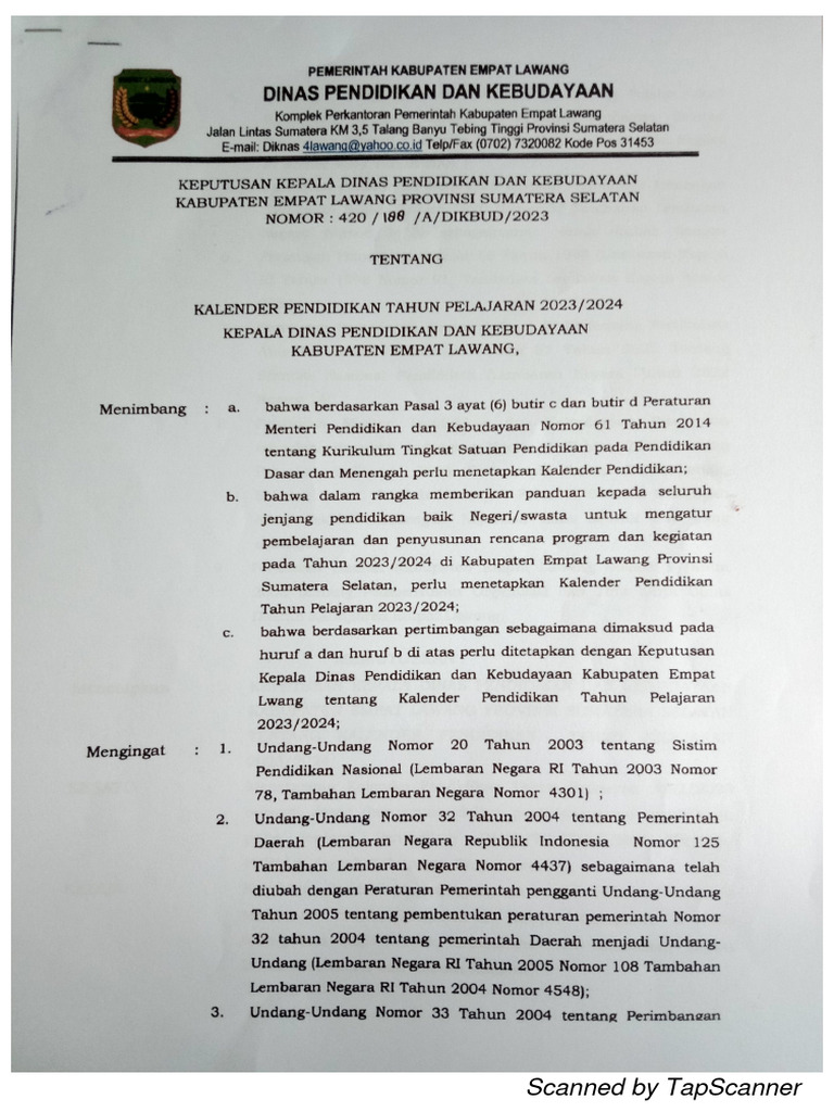 Kalender Pendidikan | PDF