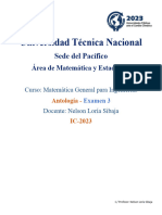 Cátedra Matemática General para ING - Examen 3