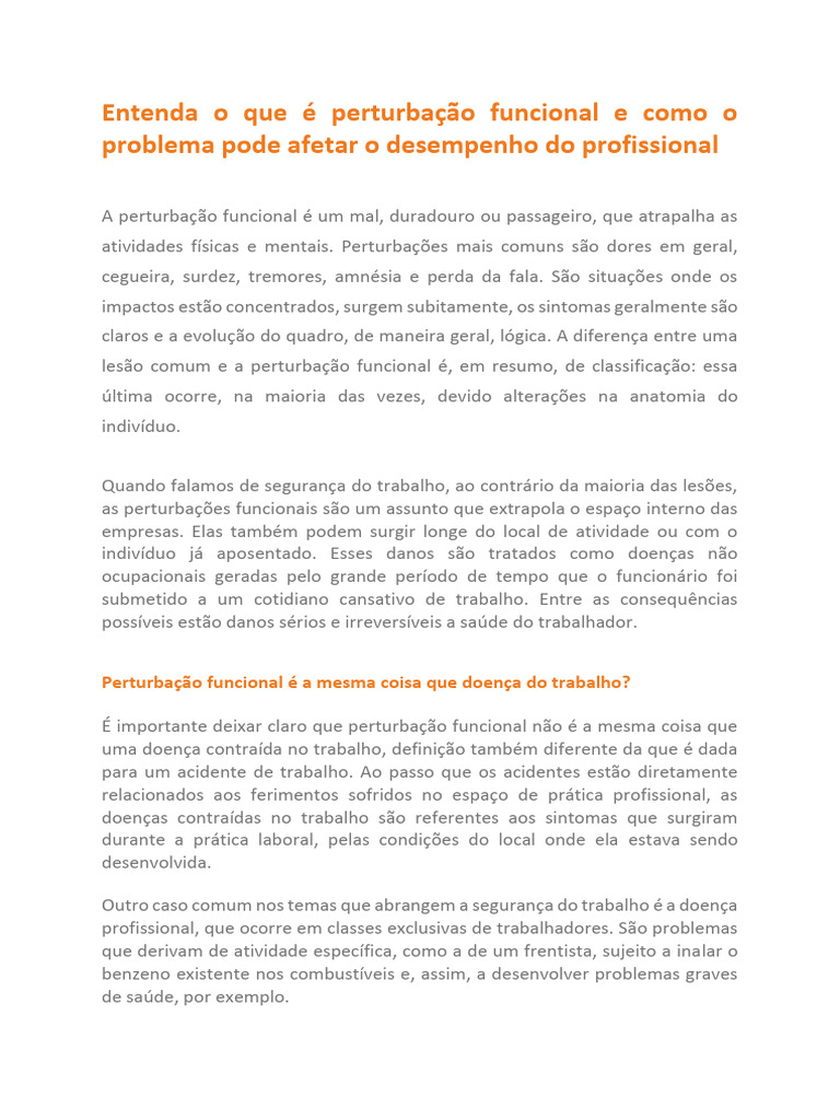 Entenda o Que É Perturbação Funcional e Como o Problema Pode Afetar o ...