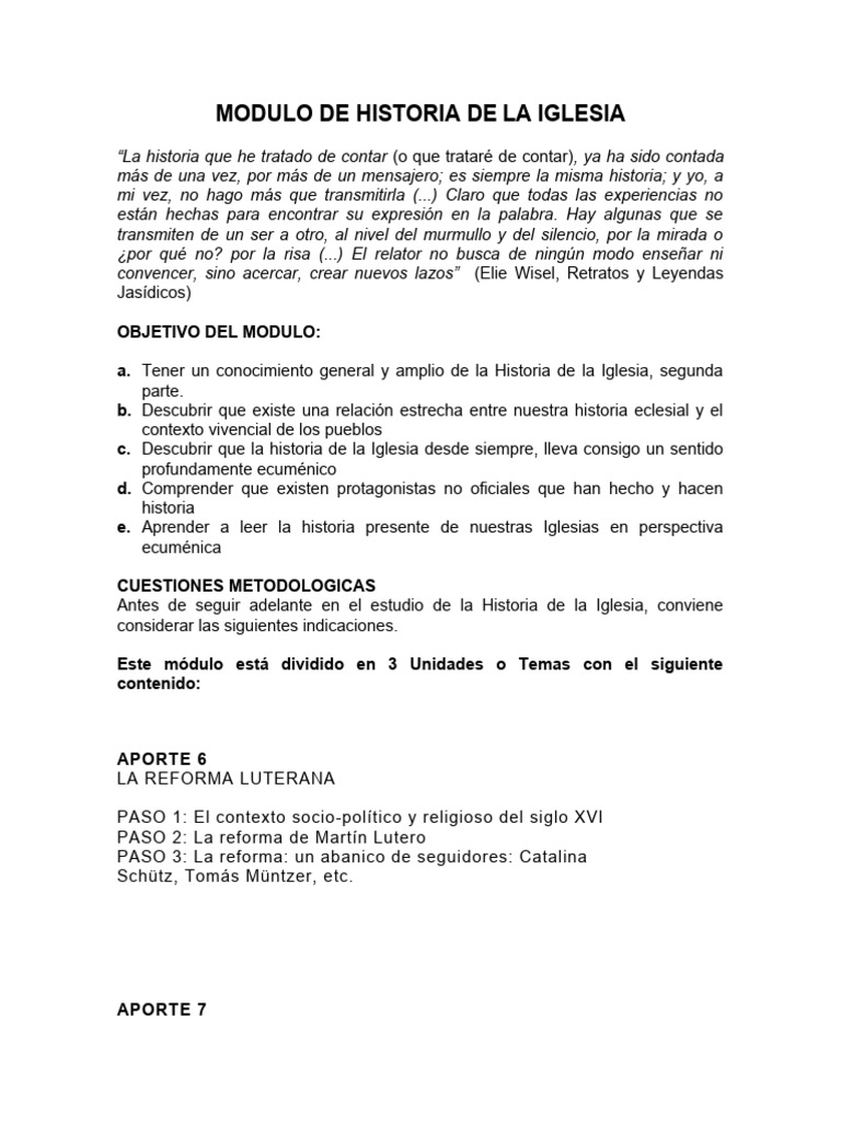 MODULO DE HISTORIA DE LA IGLESIA 2a Parte | PDF | Martin Luther ...