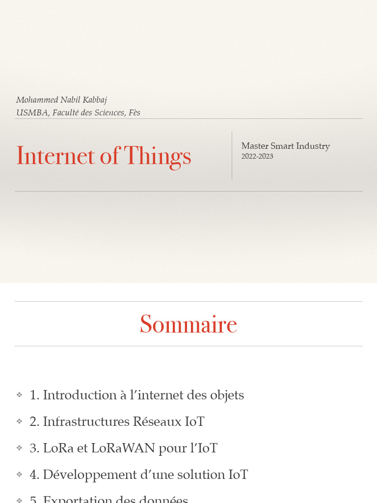 Introduction à l'Internet des Objets | PDF | Internet des objets ...