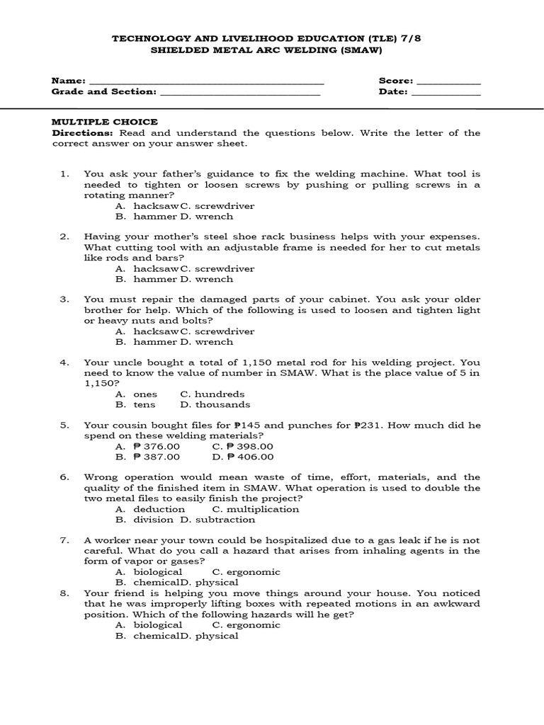 Smaw 7 - 8 TQ | PDF | Screw | Welding