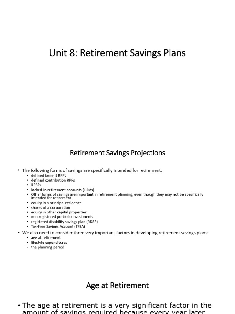 Retirement Savings Plans Overview | PDF | Retirement | Saving