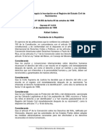 Reglamento Que Regula La Inscripcion en El Registro Del Estado Civil de Nacimientos