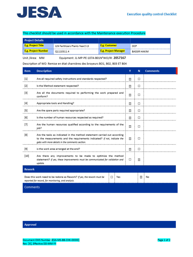 Execution Quality Control Checklist | PDF | Business
