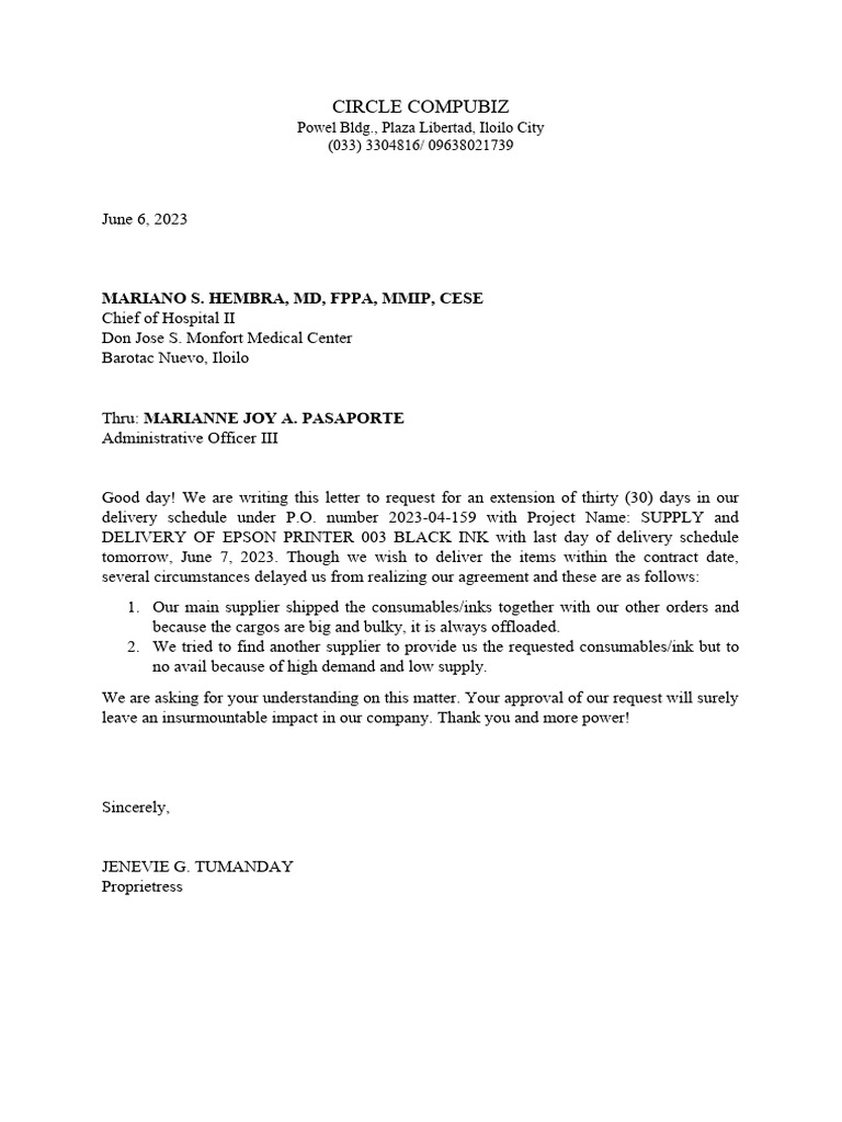 Request For Extension | PDF