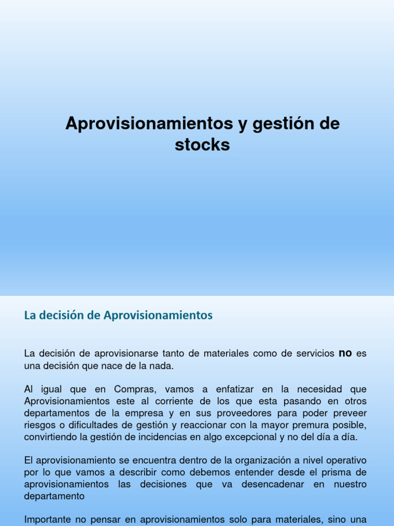 Estrategias de Aprovisionamiento y Stocks | PDF | Logística | Marketing