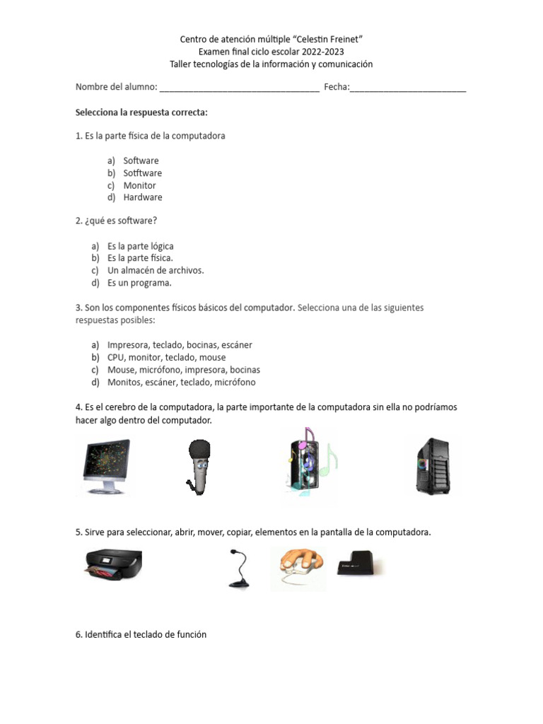 Examen TIC 2022-2023: Hardware y Software | PDF | Hardware de la ...