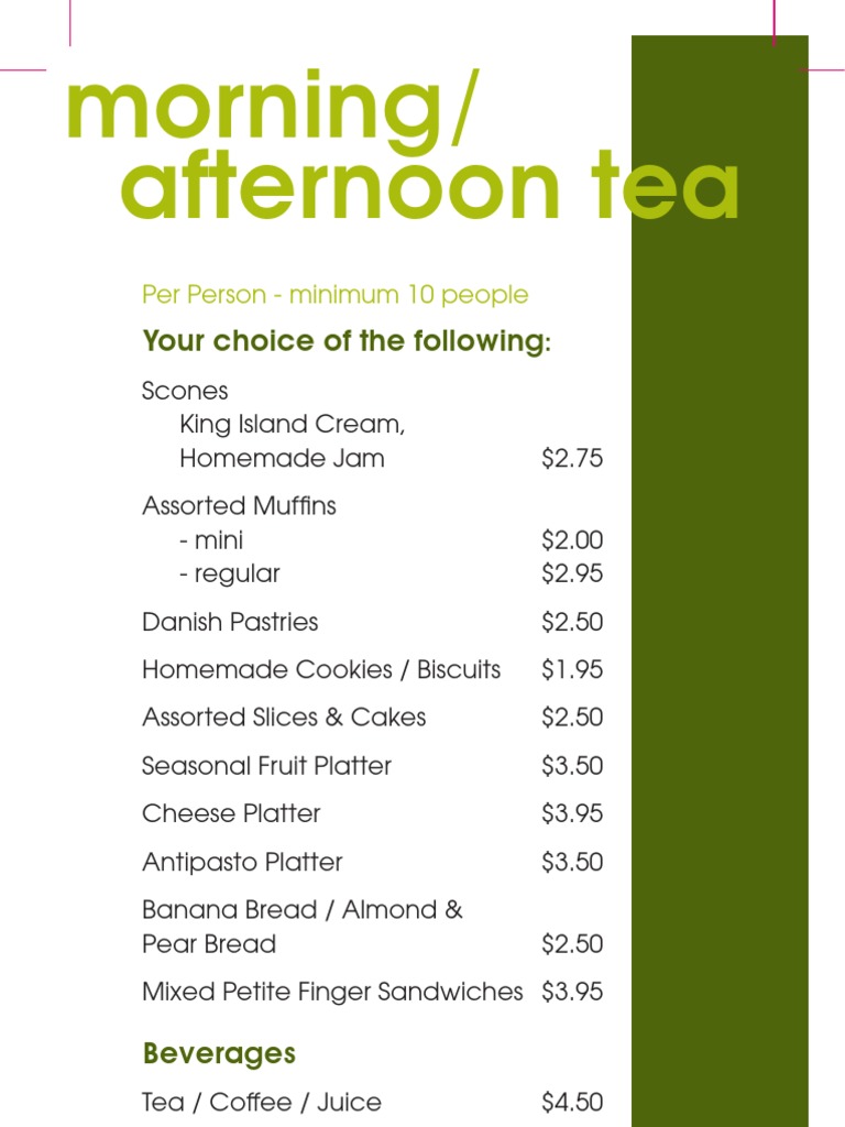 Morning Tea Menu for Events | PDF