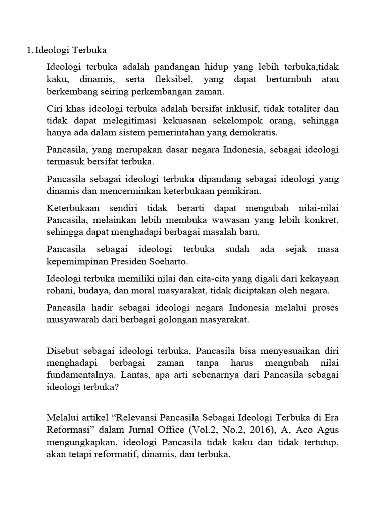 Ideologi Terbuka Dan Tertutup (1 Ugik) PDF