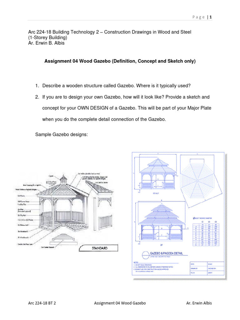 Wood Gazebo Design Assignment | PDF