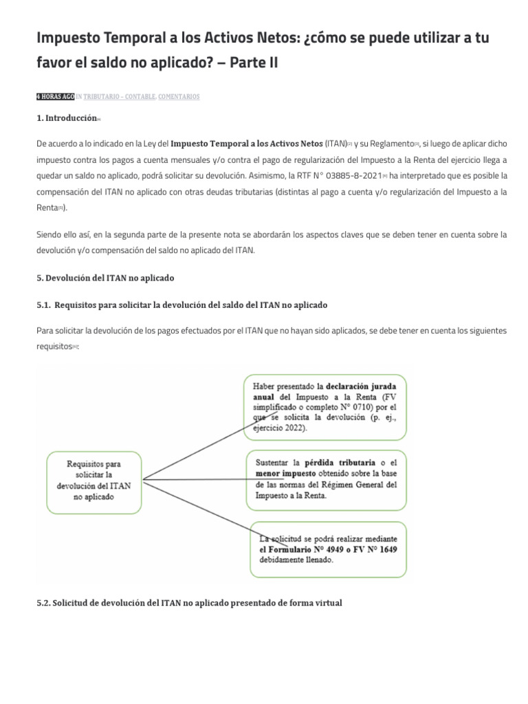 Itan Saldo A Favor Ii | PDF | Impuestos | Impuesto sobre la renta