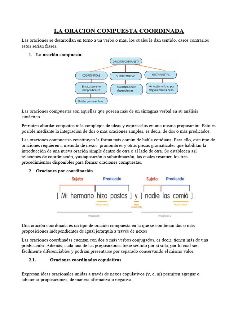 La Oracion Compuesta Coordinada | PDF | Oración (Lingüística ...