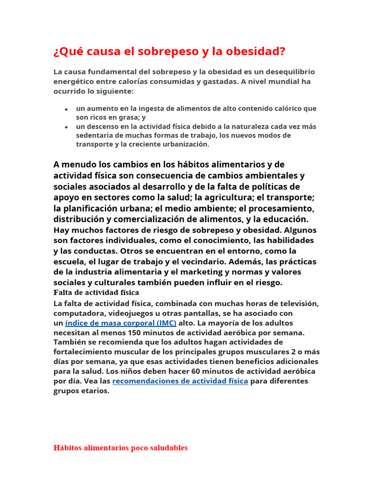 Qué Causa El Sobrepeso y La Obesidad | PDF | Obesidad | Exceso de peso