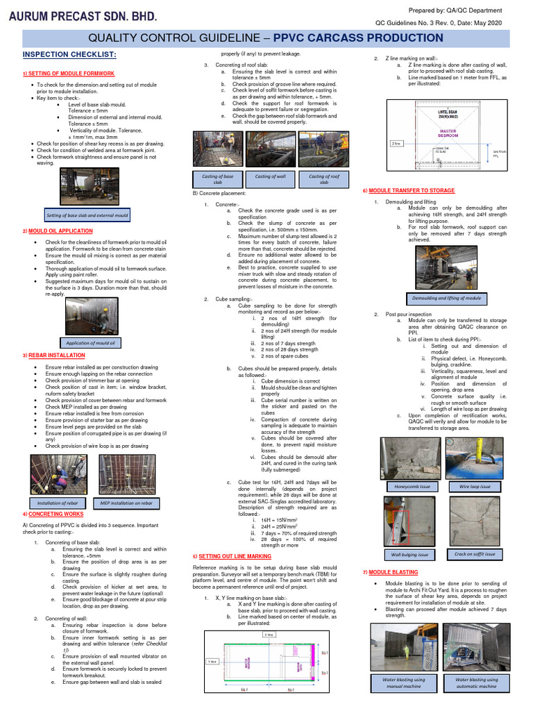 PPVC Quality Control Inspection Checklist | PDF | Concrete | Building ...