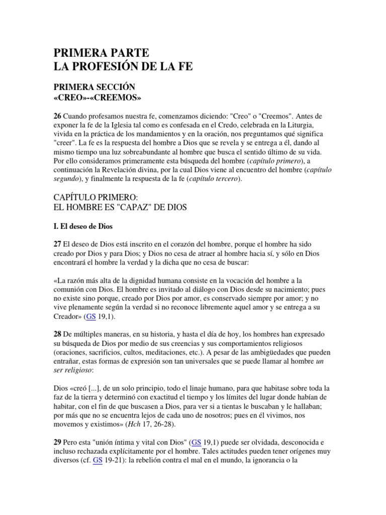 La Profesion de La Fe | PDF | Fe | Dios