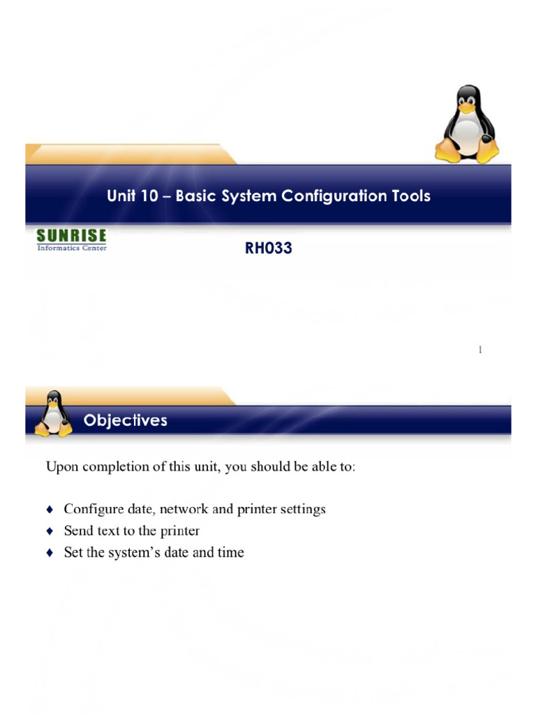 Lec - Unit 10 - Basic System Configuration Tools | PDF