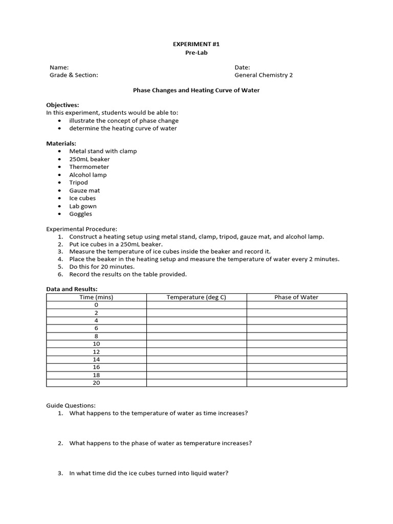 Phase Changes and Heating Curve of Water | PDF