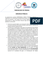 Denuncia Publica Organizaciones Sindicales 19 Sep 2023