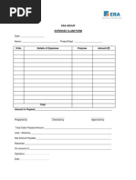 Expenses Claim Form