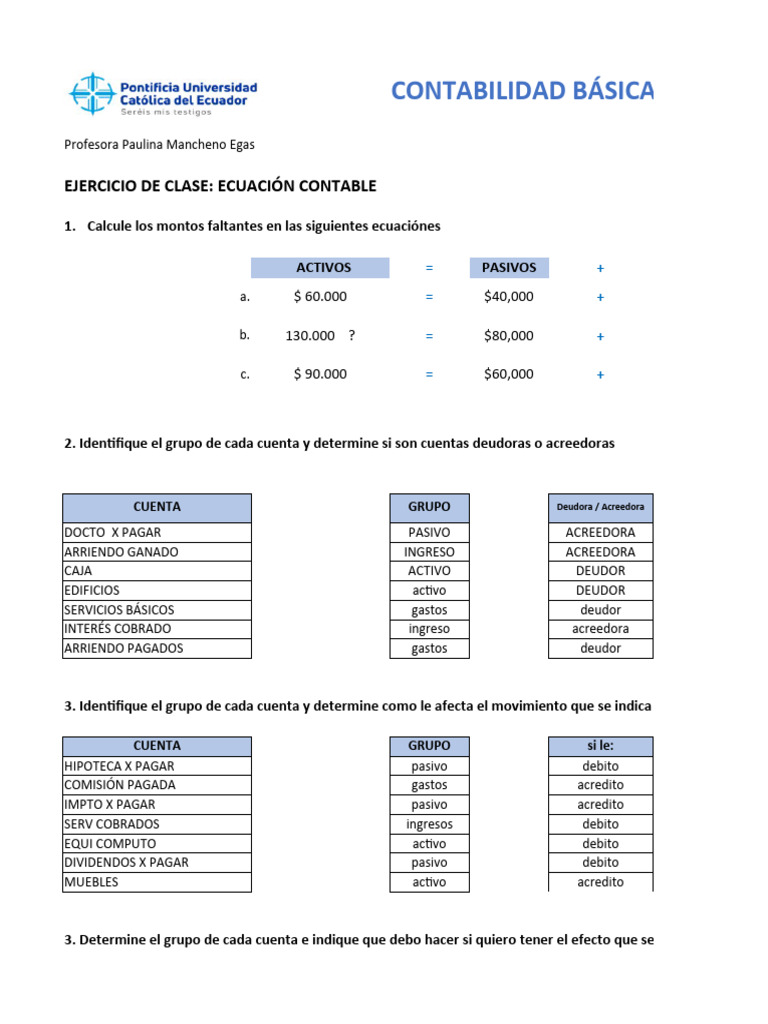 Ejercicios de Contabilidad Básica | PDF | Contabilidad | Bancos