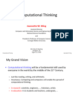 Computational Thinking and Thinking About Computing Jeannette M. Wing 2009 Reu